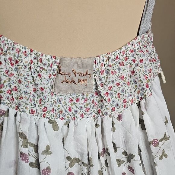 Ian Mosh Strawberry Print Floral Sleeveless Babydoll Tank Top with Ruffle Trim - Picture 5 of 8